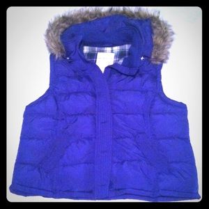 Aeropostale Royal Blue Faux Fur Puffy Vest